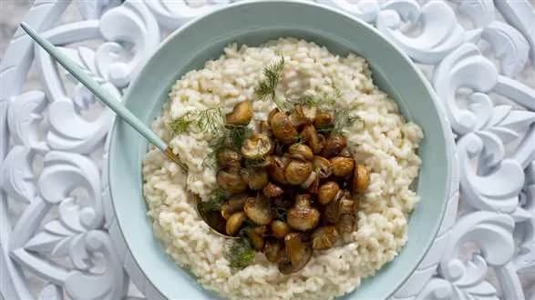 Wegańskie risotto z pieczarkami