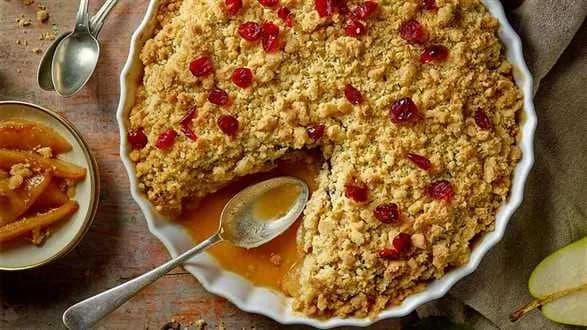 Gruszki karmelizowane pod chrupiącą owsianą kruszonką